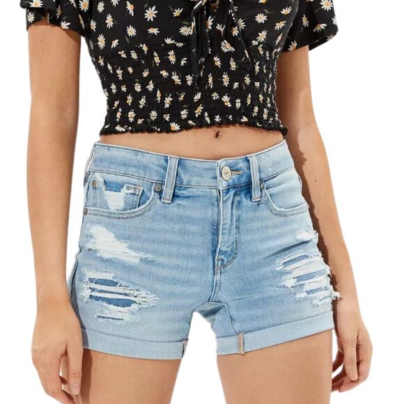 AE Dream Denim Midi Short in Light Destroy Wash Size 18 - Picture 1 of 5